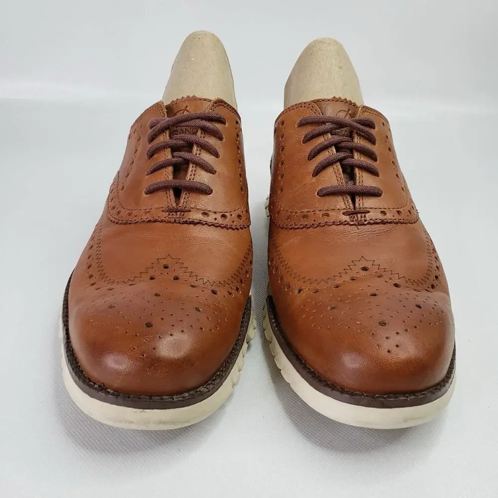 Cole Haan Mens Size 8 ZERØGRAND Brown Remastered Wingtip Oxford Shoes